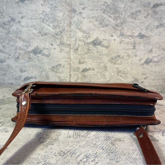 Scully Vintage Brown Leather Crossbody 3 Rings Binder/Planner - Picture 6 of 15